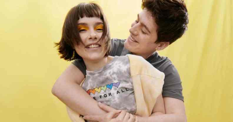 Kelsey Ellison and partner Rain Dove in the Gap Pride campaign