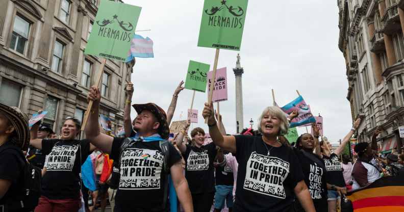 Susie Green marches with Mermaids at Pride in London