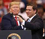 Donald Trump introduces Florida governor Ron DeSantis during a homecoming campaign rally