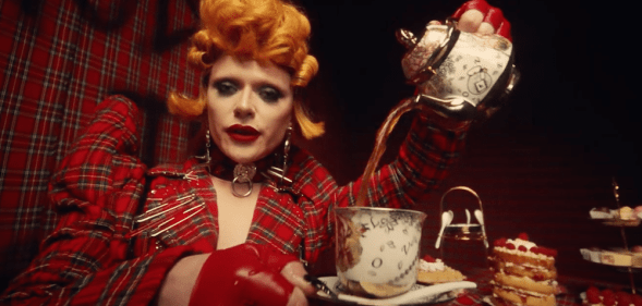 Bimini Bon Boulash in the music video for their single God Save This Queen