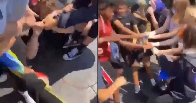 non-binary student friends attacked Pride flag