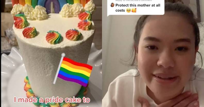 Sab TikTok coming out lesbian Pride flag cake