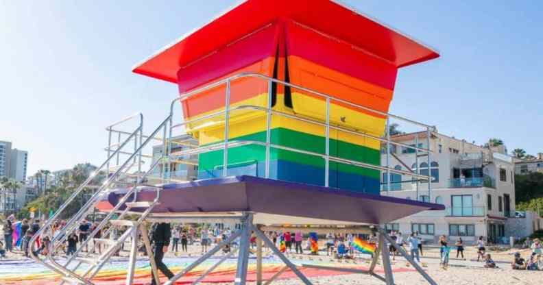 LGBT rainbow lifeguard tower Long Beach California