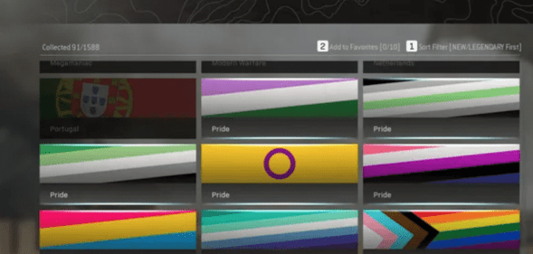 The Pride flags in Call of Duty