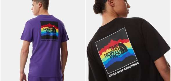 The North Face Pride collection features the tagline "Never Stop Exploring". (The North Face)