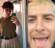 Gabi Bartlett (left), who is non-binary, was subjected to a vile transphobic rant by barber Aaron Lagana (right)