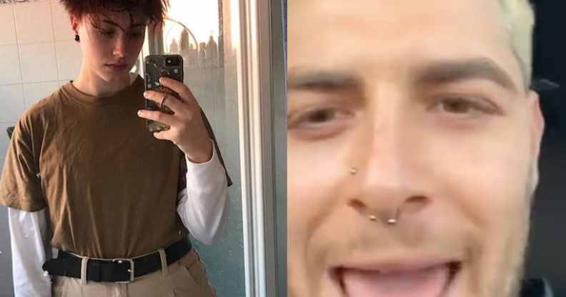 Gabi Bartlett (left), who is non-binary, was subjected to a vile transphobic rant by barber Aaron Lagana (right)