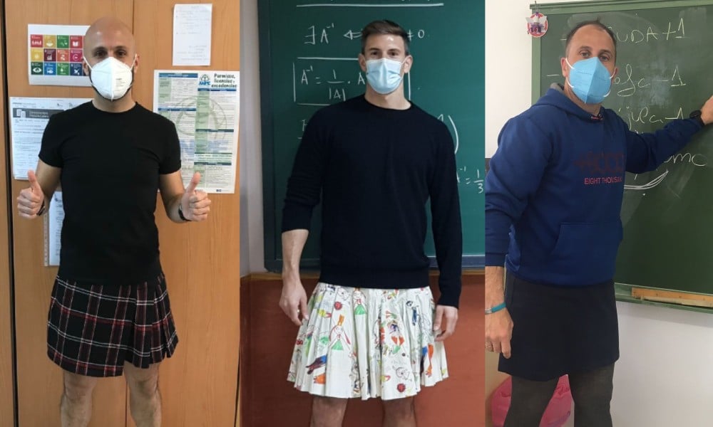Defiant teachers wear skirts to school after student is sent to