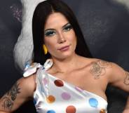 Halsey poses in a polka-dot dress on the red carpet