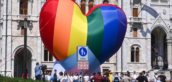 giant heart balloon rainbow Hungary Budapest