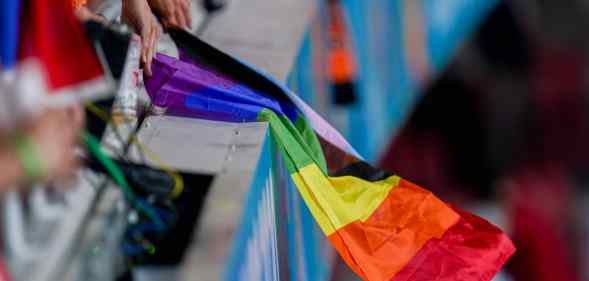 Rainbow flag inside the stadium during the UEFA Euro 2020 game