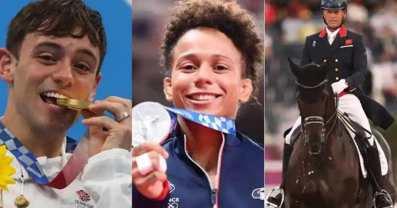 Tom Daley, Amandine Buchard and Carl Hester at the 2020 Tokyo Olympic games