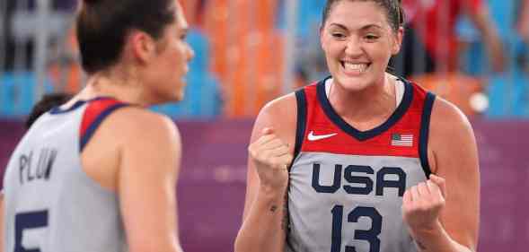 Stefanie Dolson of Team USA celebrates victory at the Tokyo 2020 Olympic Games