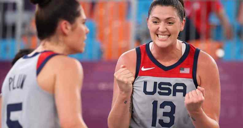 Stefanie Dolson of Team USA celebrates victory at the Tokyo 2020 Olympic Games