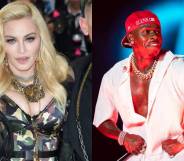 Side by side image of Madonna and DaBaby
