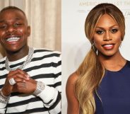 DaBaby and Laverne Cox posing for photographs