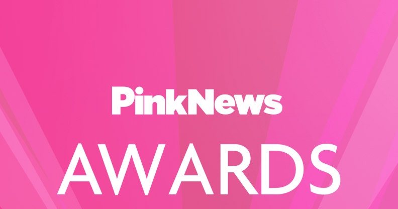A graphic with the words 'PinkNews Awards on a pink background