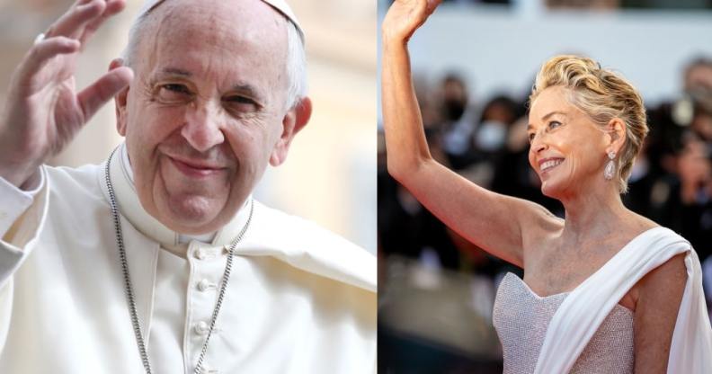 Pope Francis Sharon Stone