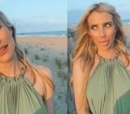 Emma Roberts poses on a beach for a video posted to her Instagram