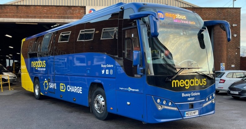 A blue bus with the words 'Bussy Galore' on the front