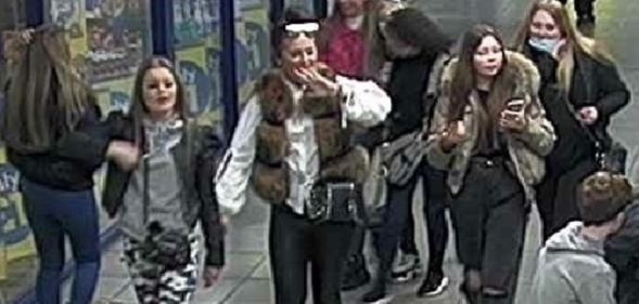 CCTV footage of the suspects, showing a group of young women