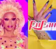 RuPaul and Drag Race UK logo with a queen's nails tursting through