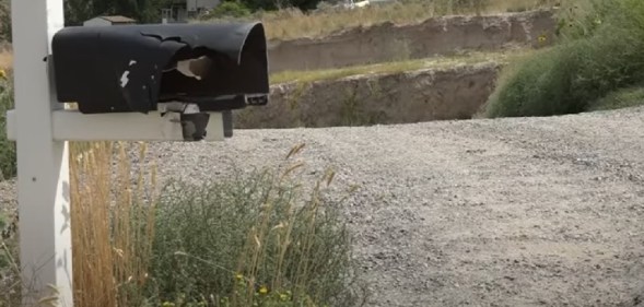 A mailbox that's been blown up by fireworks