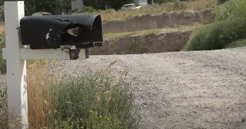 A mailbox that's been blown up by fireworks