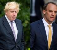 Boris Johnson and Dominic Raab photographed near parliament buildings
