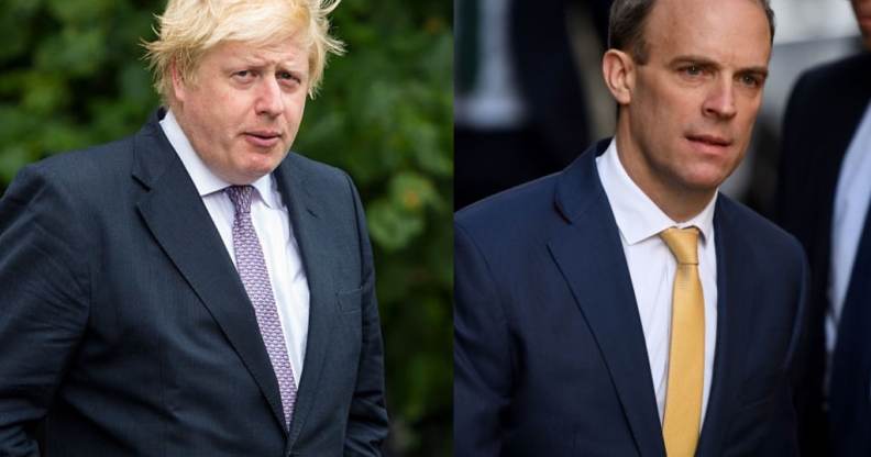 Boris Johnson and Dominic Raab photographed near parliament buildings