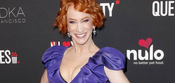 Kathy Griffin in a purple outfit at The Queerties 2020 Awards Reception