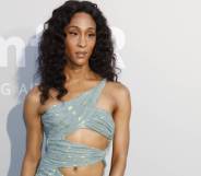 Mj Rodriguez in gorgeous silver blue dress