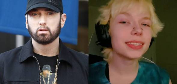 Side by side image of Eminem and non-binary Stevie from TikTok