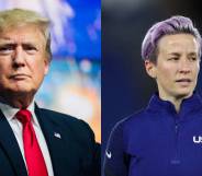 Side by side image of Donald Trump and Megan Rapinoe