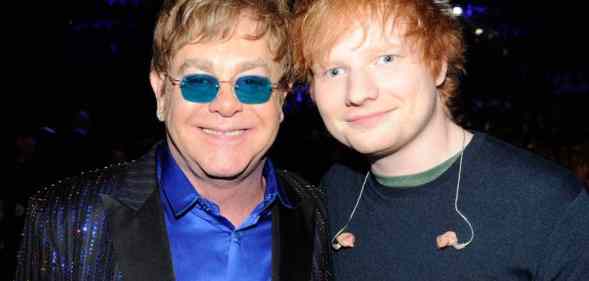 A picture of Elton John and Ed Sheeran attend the 55th Annual GRAMMY Awards