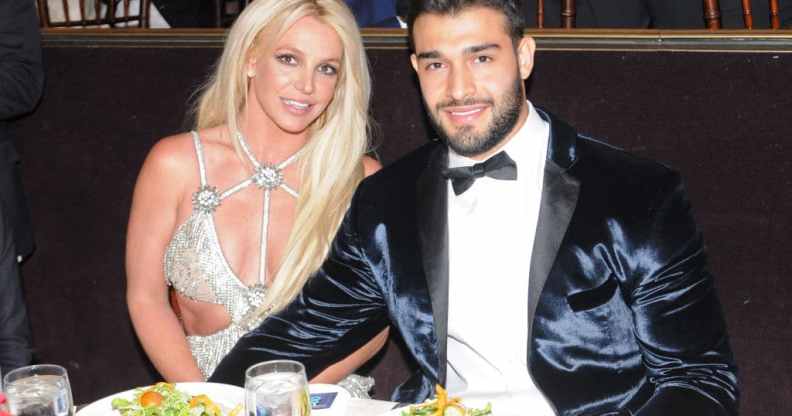 Honoree Britney Spears (L) and Sam Asghari attend the 29th Annual GLAAD Media Awards at The Beverly Hilton Hotel on April 12, 2018 in Beverly Hills, California.