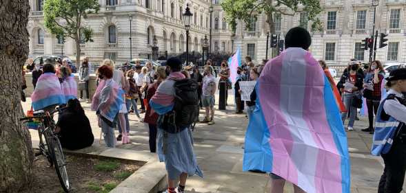 Trans rights protest outside Downing Street.