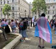 Trans rights protest outside Downing Street.