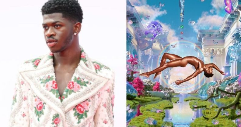 Lil Nas X posing for a photo at the BET Awards and Lil Nas X's album artwork