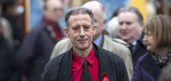 Peter Tatchell arrives at St Margaret's Church to attend the funeral for Tony Benn on March 27, 2014 in London, England.