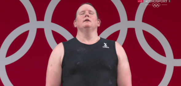 Laurel Hubbard competes at the 2021 Olympics