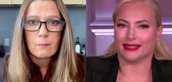 Side by side of Mary Trump and Meghan McCain from appearances on The View