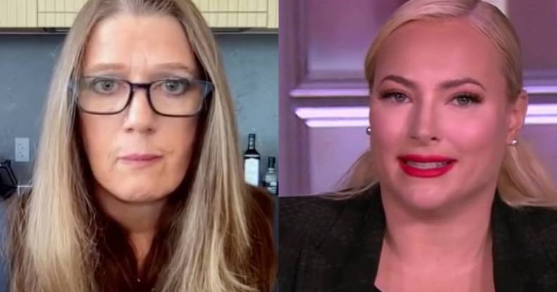 Side by side of Mary Trump and Meghan McCain from appearances on The View