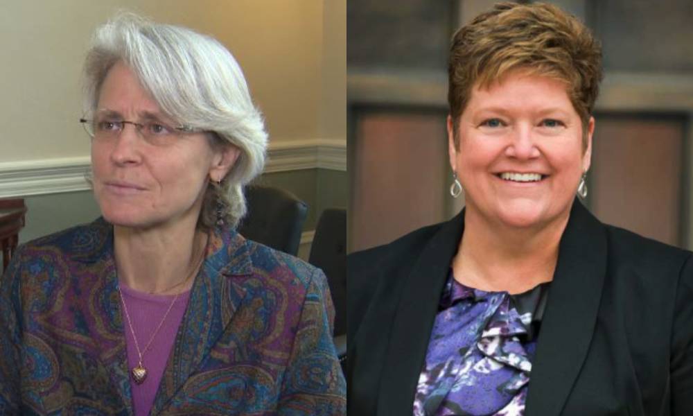 Side by side of Biden's LGBT judicial nominees Beth Robinson and Charlotte Sweeney