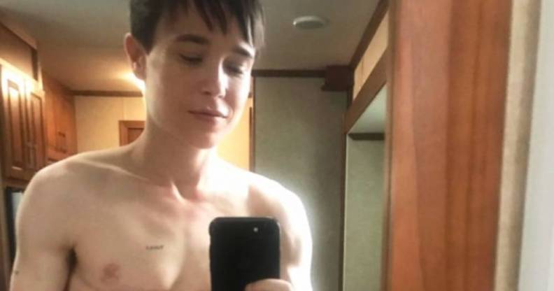Elliot Page shirtless 'TGIF' selfie