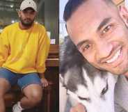 Valor Christian High School volleyball coach Inoke Tonga poses at a piano and poses with a dog in a second photo