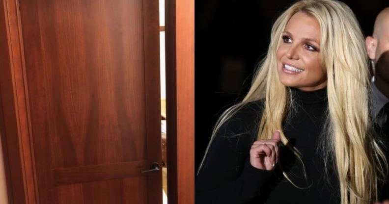 Britney Spears and a bathroom door slightly ajar