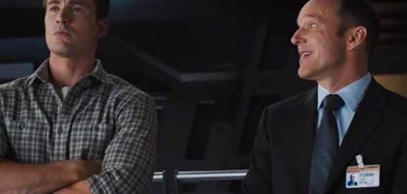 Phil Coulson looking lovingly at Captain America