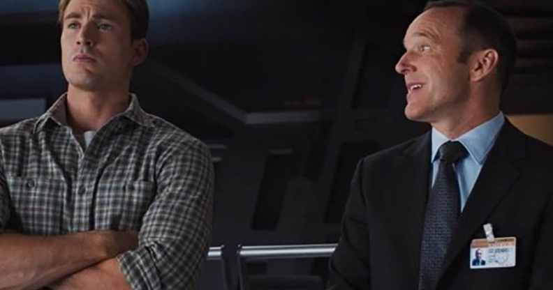 Phil Coulson looking lovingly at Captain America