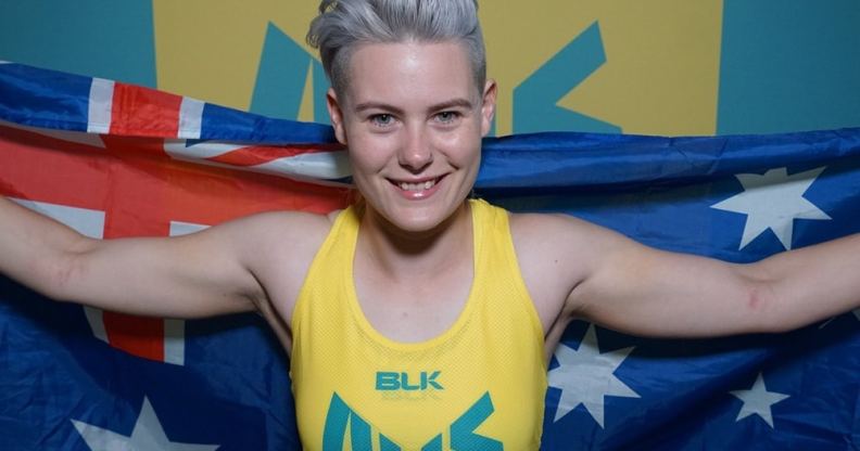 Robyn Lambird poses with an Australian flag